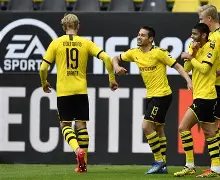 多特蒙德德甲击败法兰克福罗伊斯点射破门